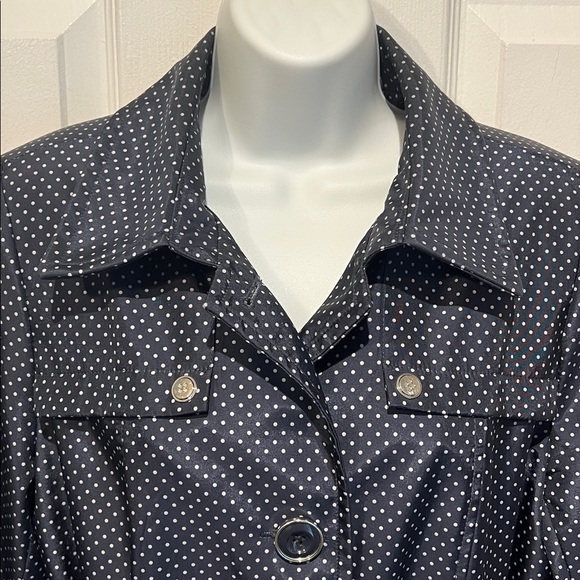 Novelti Navy/ White‎ Polka Dots Belted Water Repellent Lined Jacket Size 10 - Picture 2 of 15